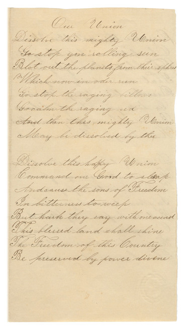 A Fabulous Pro-union Civil War Poem Entitled "Our Union"