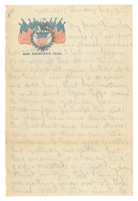 Civil War Soldier's Letter on Patriotic Stationery, Waterloo, N.Y.