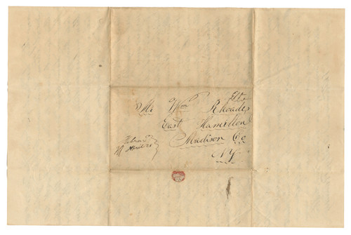 Autograph Letter Signed (“Polly Loomis”), Troy, New York, Four manuscript pages with integral address leaf to William and Betsy Rhodes, East Hamilton, Madison County, New York.