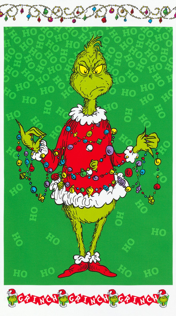 How the Grinch Stole Christmas 24 Green Holiday Panel ADE20994223
