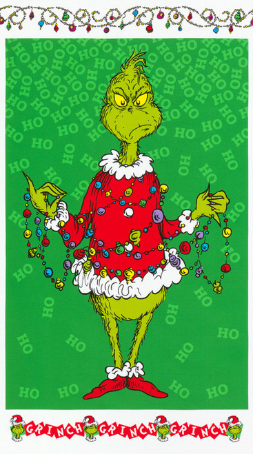 How the Grinch Stole Christmas 24" Green Holiday Panel ADE20994223