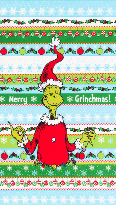 How the Grinch Stole Christmas 24" Striped Green Holiday Panel ADE20274223