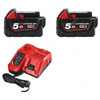 Milwaukee Battery and Charger Kit, M18NRG-502, 18V, 5.0Ah