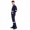 Prime Captain Flame Retardant Coverall With Reflective Tape, F1023, 100% Cotton, XL, Navy Blue