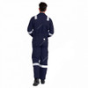 Prime Captain Flame Retardant Coverall With Reflective Tape, F1023, 100% Cotton, 2XL, Navy Blue