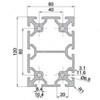 Extrusion Profile, 80120, 40 Series, T-Slot, Aluminium, 2000MM, Silver