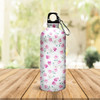 Wackylicious Linda Floral Sipper Water Bottle, 600ML, White/Pink