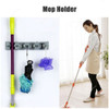 Decdeal Mop and Broom Holder, PP and TPR, 4 Positions, 5 Hooks, Grey