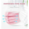 Disposable Face Mask, Non-Woven, 3 Layer, Pink/White, 50 Pcs/Pack