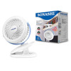 Sonashi 2 In 1 Clip and Desk Fan, SRF-104, 4 Inch, 1.2Ah, Blue/White