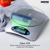 Geepas Digital Kitchen Scale, GBS4209, ABS/Glass, 3 Digits, 5 Kg Weight Capacity, Blue