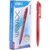 Deli Ball Point Pen With Low Viscosity Ink, EQ02140, 0.7MM, Red, 12 Pcs/Pack