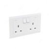 Abb Double Pole Switch Socket With Neon, BL240, Inora, 2 Gang, 13A, White