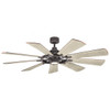 Kichler LED Ceiling Fan, 300265-WZC, Gentry, 28W, 9 Blade, 65 Inch Blade Dia, Weathered Zinc