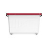 Cosmoplast Storage Box With Wheels, IFHHST537, Plastic, 55 Ltrs, Clear/Dark Red