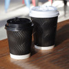BYFT Disposable Ripple Wall Cup, Paper, 530 GSM, 8 Oz, Black, 25 Pcs/Pack