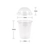 Khaleej Pack Disposable Cup With Dome Lid, PET, 14 Oz, 92MM Dia, Clear, 50 Pcs/Pack