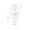 Khaleej Pack Disposable Cup With Dome Lid, PET, 12 Oz, 92MM Dia, Clear, 50 Pcs/Pack