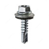 Self Drilling Screw With Bonded Washer, Zinc Plated, Slotted Hex Head, M4.8 Thread Dia x 25MM Length, 1000 Pcs/Pack