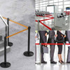Retractable Barrier With 3 Mtrs Belt, Stainless Steel, 90CM Height, Black