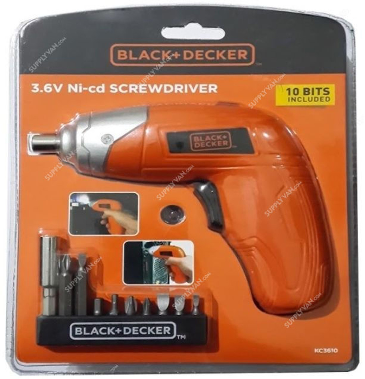 Black and Decker Cordless Screwdriver with 10 Bits, KC3610B5, 3.6V