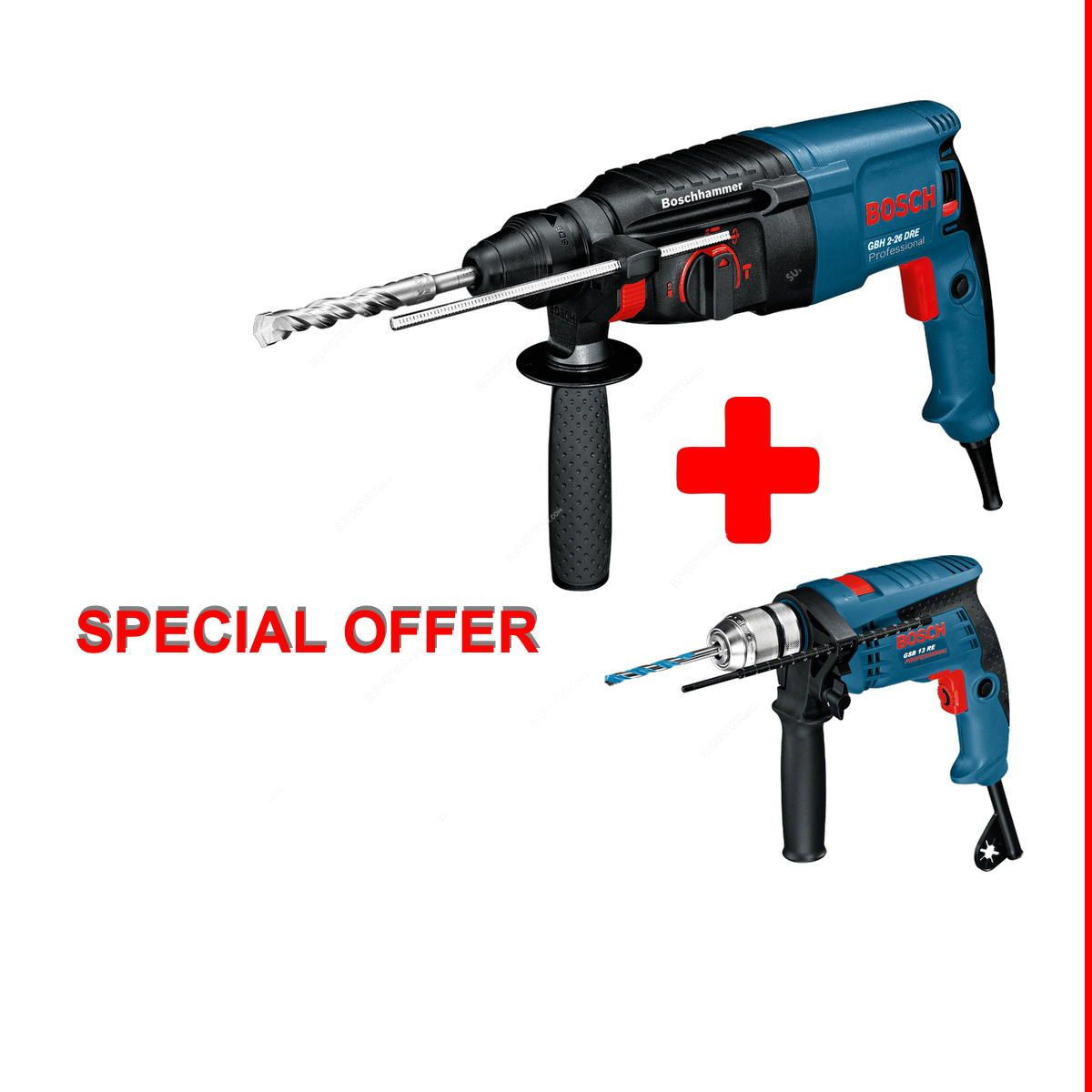 Bosch Rotary Hammer GBH226DRE with Impact Drill Machine GSB13RE