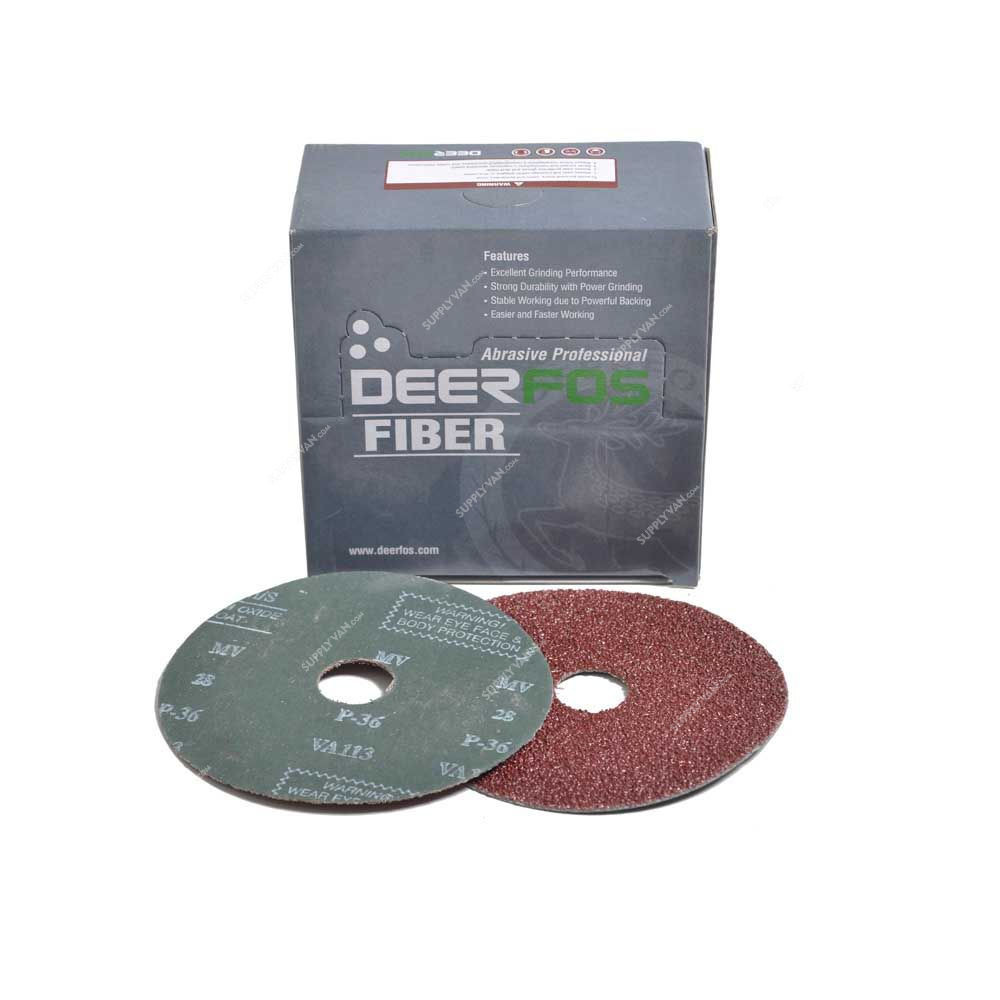 Deerfos Fiber Disc, VA113, 22mm Thick, 4.5 Inch, GritP150, 25Pkt