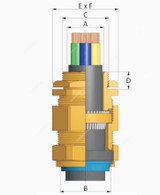 Cablegrip Cable Gland, CW-63L, Brass, M63 x 1.5 Inch