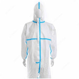 Scudo Microporous Disposable Coverall, SC-06030, Chem Pro, L, White/Blue