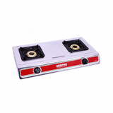 Geepas Gas Cooker, GK6856, Stainless Steel, 2 Burner, Silver/Red