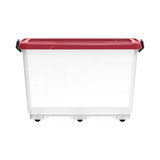 Cosmoplast Storage Box With Wheels, IFHHST557, Plastic, 132 Ltrs, Clear/Dark Red