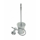 Bold Victoria Wall Mounted Toilet Brush Holder, Brass/Glass, Silver/White