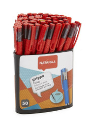 Nataraj Grippo Fine Ball Pen, HPGF50RD, 0.7MM, Red, 50 Pcs/Pack