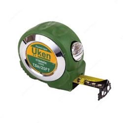 Uken Measuring Tape, U2000, 16MM, 3 Mtrs, Metric/Imperial, Steel, Green