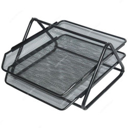 FIS 2-Tier Wire Mesh Document Tray, FSOTB82002, Metal Mesh, Black