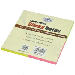 FIS Sticky Notes Set, FSPOF33C4X100, 400 Sheets, 3 x 3 Inch, Assorted