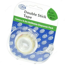 FIS Double Stick Tapes with Hanger, FSTA091263DS, 12MM x 6.3 m, Clear