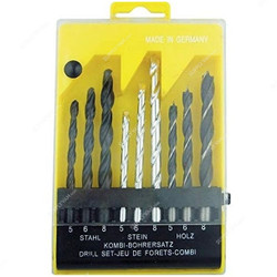 Royal Star Combination Drill Bit Set, Silver and Black, 9 Pcs/Set