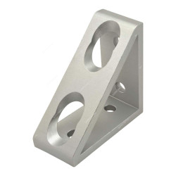 Extrusion Wide Gusseted Inside Corner Bracket, 45 Series, 4 Hole, Aluminium, 80 x 80MM