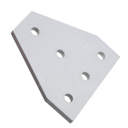 Extrusion Reinforcement Flat Plate, 20 Series, 5 Hole, Aluminium, 20MM, PK5