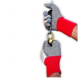 Ameriza Drill Dotted Gloves, A123291720, 10 Oz, Off-White and Red