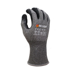 Scudo Cut Level 5 Coating Sandy Nitrile Safety Gloves, SC-4097, M, Grey/Black