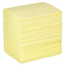 X-Mark Hazmat Sorbent Pad, Liquid, 19 Gal, 15 x 17 Inch, Yellow, PK100