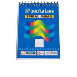 Sinarline Spiral Memo Notebook, SP03511BX, A7, 60 Gsm, 50 Sheets, 50 Pcs/Pack