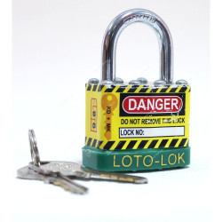 Loto-Lok Lockout Padlock, 2PTPSGKDS24, Steel, 24 x 6MM, Yellow and Green