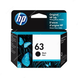 HP Original Ink Cartridge, F6U62AN, 63, Black