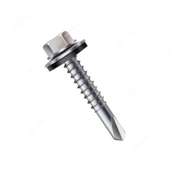 All Screw Fasteners Self Drilling Screw With Bonded EPDM Washer, Slotted Hex Head, M6.3 x 125MM, 500 Pcs/Pack