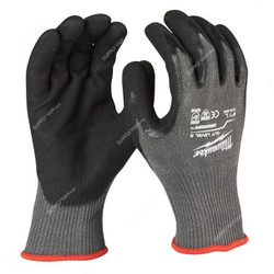 Milwaukee Dipped Gloves, 4932471425, Cut Level 5, L, Grey