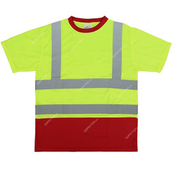 Vaultex Round Neck Reflective T-Shirt, MDR, 100% Polyester, Red/Yellow