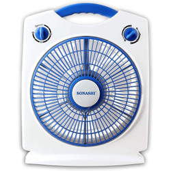 Sonashi Box Fan, SBF-7030, 10 Inch, 50W, Blue